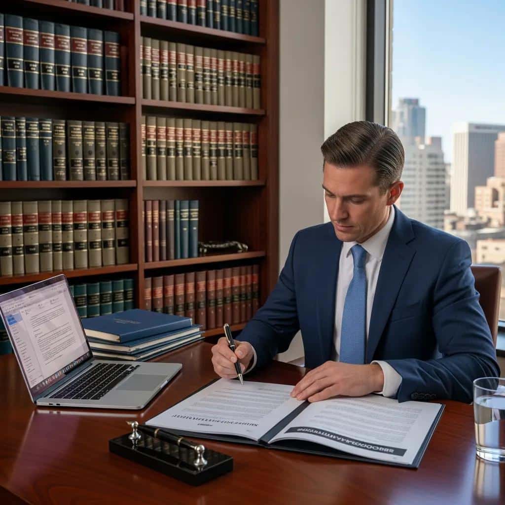 legal-professional-reviewing-subcontractor-agreement-in-office